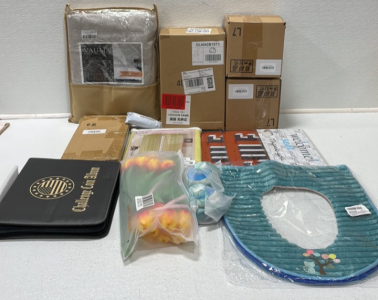 (1) Queen Sized Duvet Cover Set (1) Wall Mounted Light Fixture (1) Queen Bed Frame Screws (1) 55&rdquo;x84&rdquo; Sheer Curtains (1) Challenge Coin Album (1) Zipper Toilet Seat Cover (3) Wall Decor (1) Faux Flowers (2) Collapsible Water Bottle