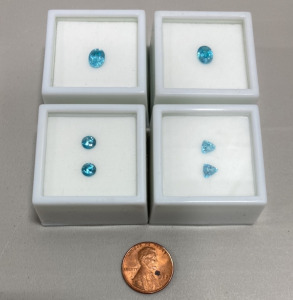 (6) Blue Zircon Oval/Round/Tri Cut And Faceted Blue Zircon Precious Gemstones