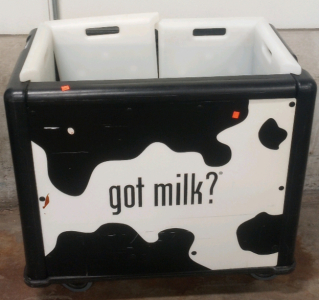 (1) Got Milk 36"x 21" x 34" Square Cooler On Wheels With (6) reusable ice Packs