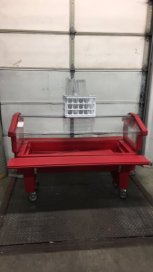 (1) Cambro Red Elementary School Food Salad Bar (1) Crate Of Salad Bar Covers