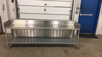 Stainless Steel Extra Long 96” x 28” Food Prep Table On Wheels