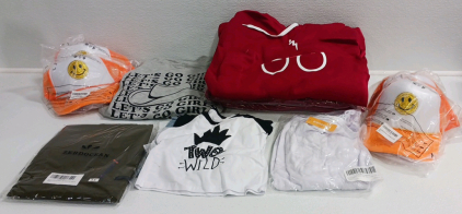 "Two Wild" Toddler Outfit, (3) Hooded Sweatshirts, (4) Smiley Face Hats, (2) Long Sleeve Shirts And Outdoor Shorts