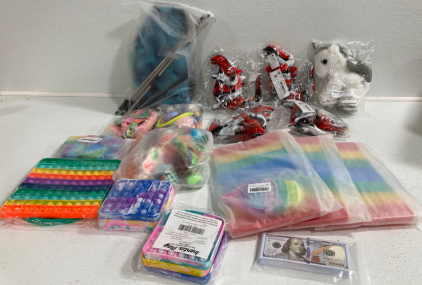 (4)Dinosaur Fidget Toys, Various Fidget Toys, Kids Golf Club Set, Plush Unicorn