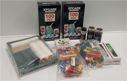 (2) Boxes of Mason Jar Lids, (2) Earl Gray Loose Tea, (1) Garlic Powder, (2) Knife Sharpeners (2) Large Parrot Toy Bags And everything else Pictured!!