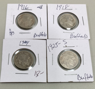 (4) Buffalo Nickels 1916/1918/1924/1925S
