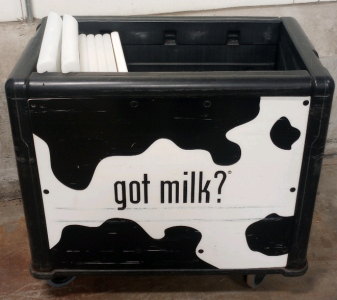 (1) Got Milk 36"x 21" x 34" Square Cooler On Wheels With (7) reusable ice Packs