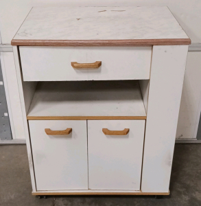 Rolling Cabinet with Marble-Design Top