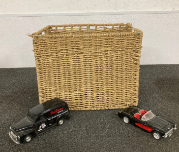 Wicker Basket And Model Cars