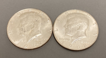 (2) Silver Half Dollar Coins— Verified Authentic