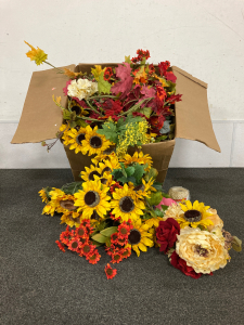 Box Of Assorted Fake Flowers