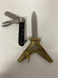 WWII Royal Italian Utility Knife and a Scissor Action Paratrooper Knife