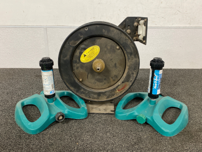 (2) Rainbird Sprinkler Heads and Hose Reel