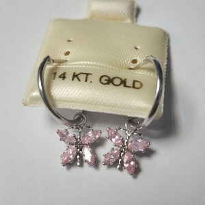 14K Pink Cz Earrings