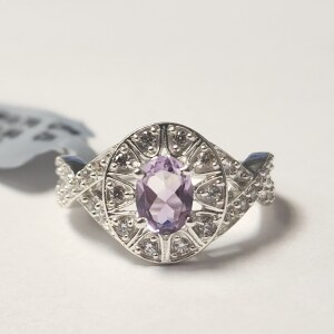 Silver Amethyst And Cz(2.55ct) Ring