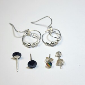 Silver 3 Pairs Of Earrings Set