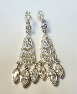 Silver Cz Drop Style Earrings