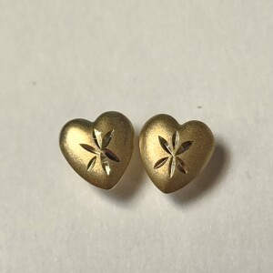 14K Heart Shape Kid Screw Backs With 14K Gold Silicon Backs Earrings