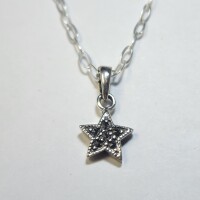 Silver Star Macasite 16" Link Chain Made In Thailand Necklace