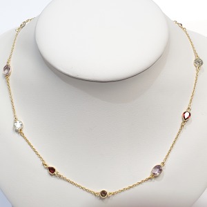 Silver Gold Plated Genuine Multistone Necklace