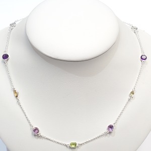 Silver Genuine Gemstones Necklace