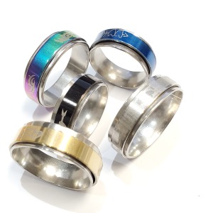 St. Steel Pack Of 5 Medication Spinning Ring