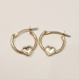 14K Mini Hoop Heart Earrings