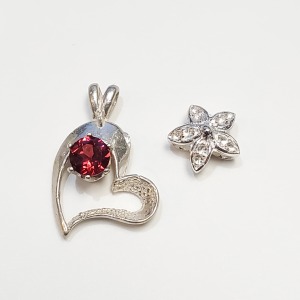 Silver Garnet(0.75ct) Set Of Two Pendant