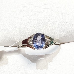 $1645 14K Natural Blue Sapphire(1ct) Diamonds(0.06ct) Ring