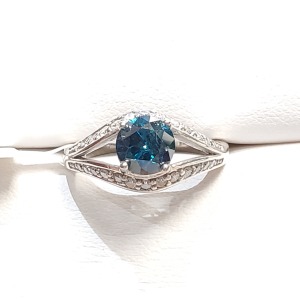 $6745 10K Blue Diamond(1.01ct) 26 Side Diamonds(0.22ct) Ring