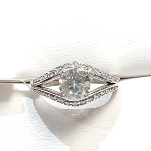 $9250 10K Light Yellowish Green Diamond (1.05Ct, Si1) 26 Side Moissanite(0.22ct) Ring