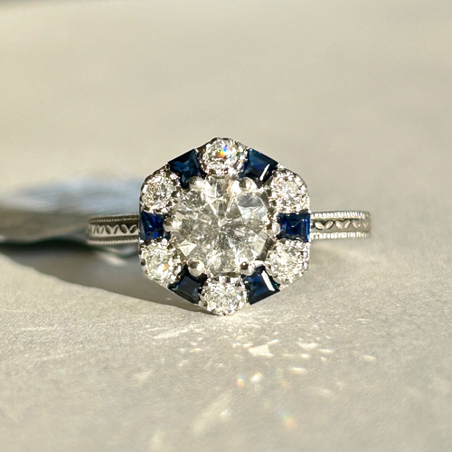 $7,920 Value, Platinum Diamond & Sapphire Ring