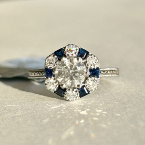 $7,920 Platinum Diamond & Sapphire Ring