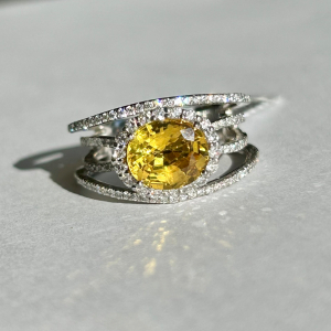 $13,395 Value, Platinum Diamond & Yellow Sapphire Ring