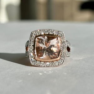 $6,437 Value, 14K Gold Morganite & Diamond Ring