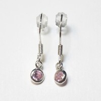 Silver Pink Cz Earrings