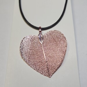 Natural Leaf With Leather Chord Necklace