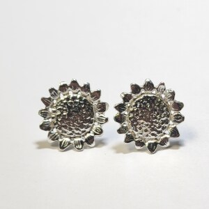 Silver Sunflower Shape Earrings