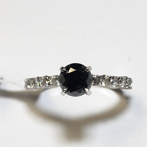 $2000 14K Black Diamond(0.55ct) Diamond (0.35Ct,I1-3,G-H) Ring