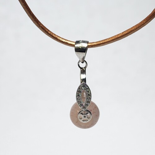Silver Rose Quartz With High Fashion Chord Necklace