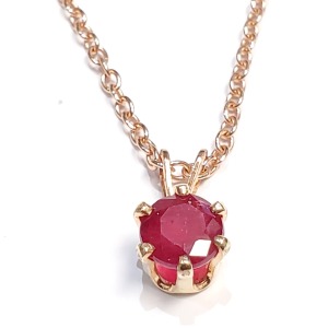 14K Gold Filled With Gold Plated St Silver Chain Ruby (1ct) Necklace