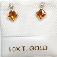 10K Citrine(0.44ct) Diamond(0.06ct) Earrings