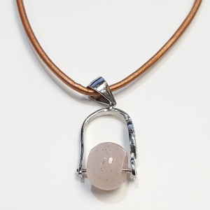 Silver Rose Quartz With High Fashion Chord Necklace