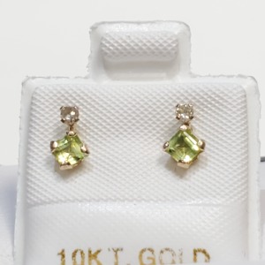 10K Peridot(0.4ct) Diamond(0.06ct) Earrings