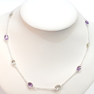 Silver Genuine Gemstones(10ct) Custom Crafted Necklace