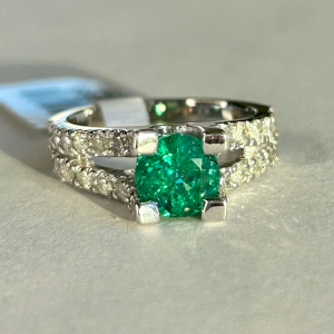 $6,740 Value, 14K Gold Emerald & Diamond Ring