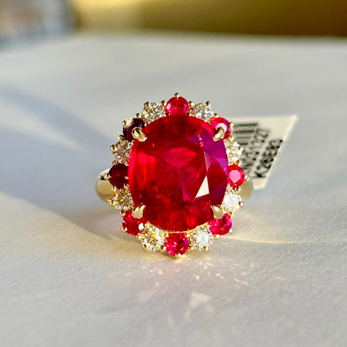 $9,350 Value, 14K Gold Diamond & Ruby Composite Ring