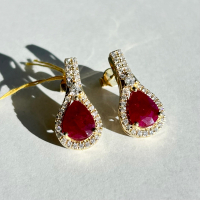 $10,395 Value, 14K Gold Diamond & Ruby Earrings