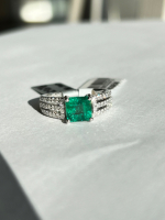 $7,840 Value, Platinum Emerald & Diamond Ring