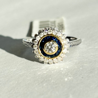 $2,800 Value, 18K Gold Diamond & Sapphire Ring