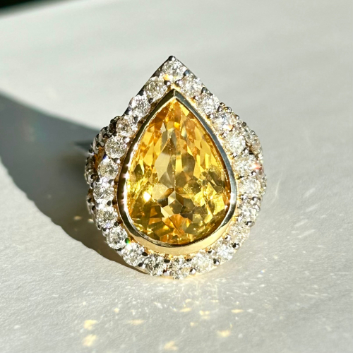 $6,590 Value, 14K Gold Diamond & Citrine Ring